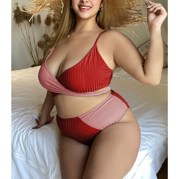 Ladies Plus Size Colorblock Strap Bikini - Picture 8 of 10